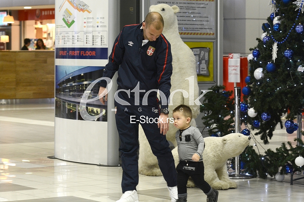  Serbia national football team at the airport traveling to the USA