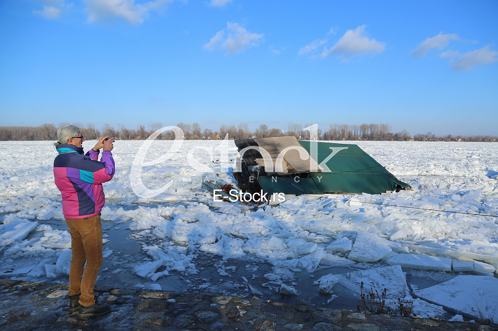 Ice floes on the Danube in Zemun near Belgrade