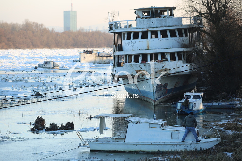 Ice floes on the Danube in Zemun near Belgrade
