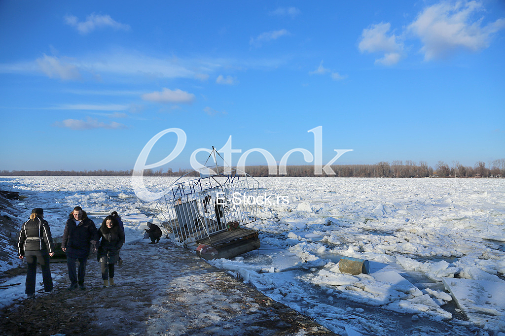 Ice floes on the Danube in Zemun near Belgrade