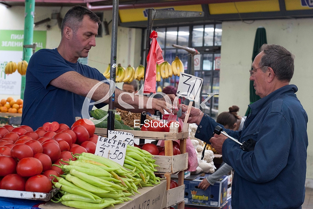 Sale of fruit and vegetables at the market