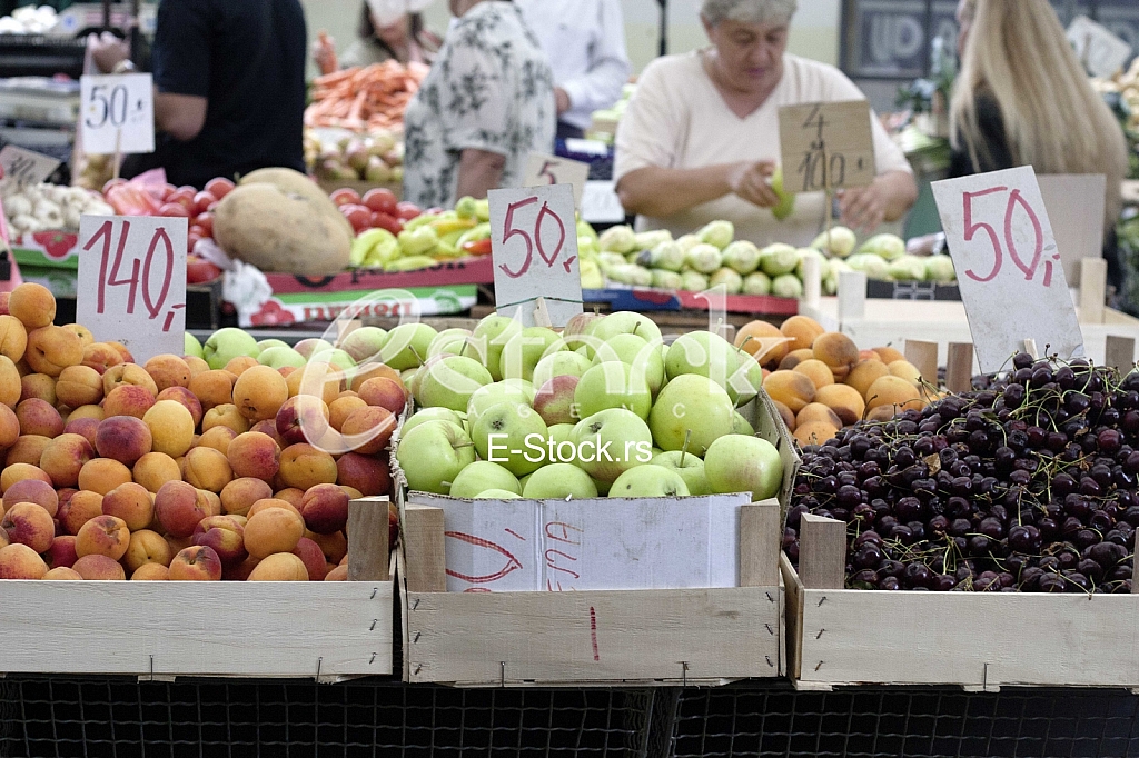 Sale of fruit and vegetables at the market