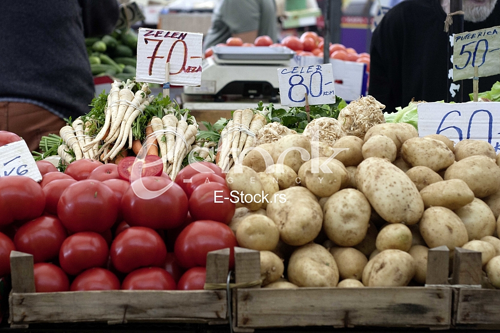 Sale of fruit and vegetables at the market