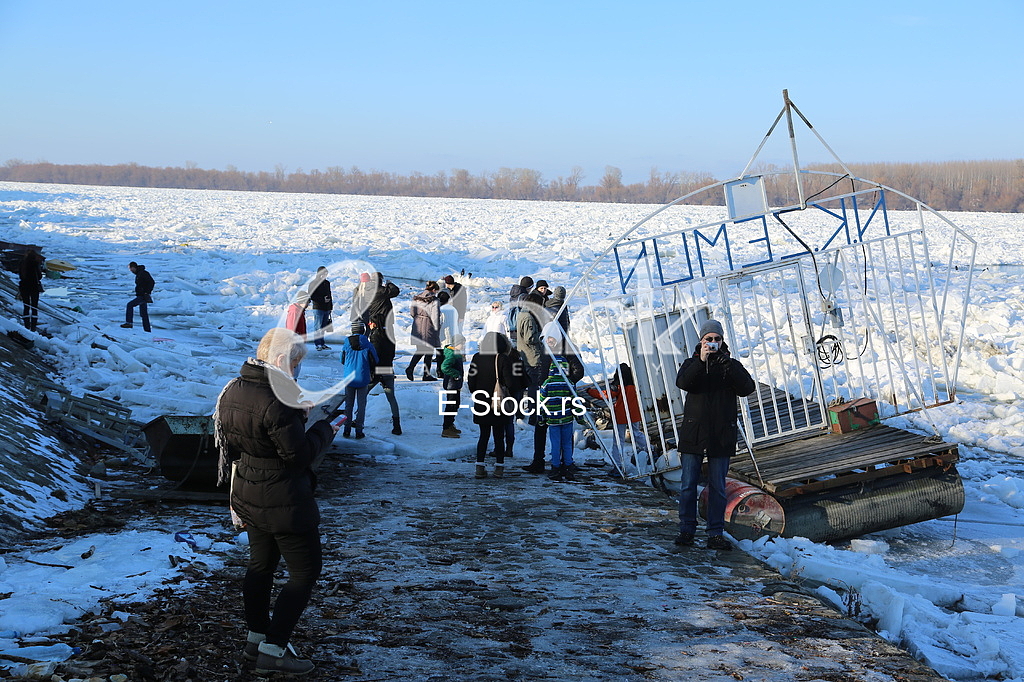 Ice floes on the Danube in Zemun near Belgrade