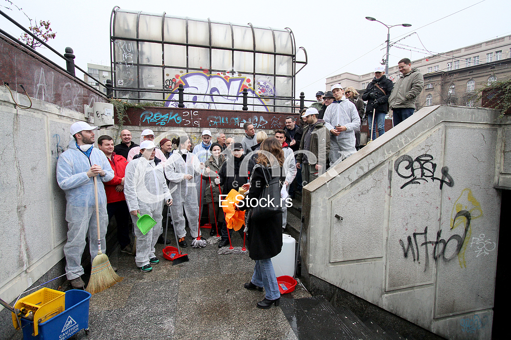 The process of cleaning the underground passage