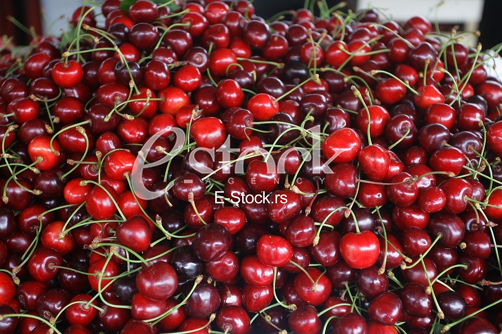 fresh cherries natural cherry to background on the street market