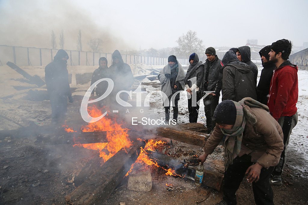 Migrants in Belgrade during winter