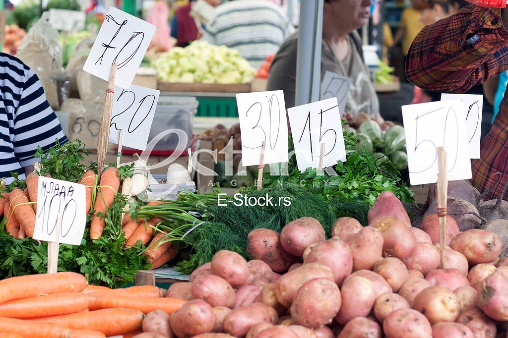 Sale of fruit and vegetables at the market