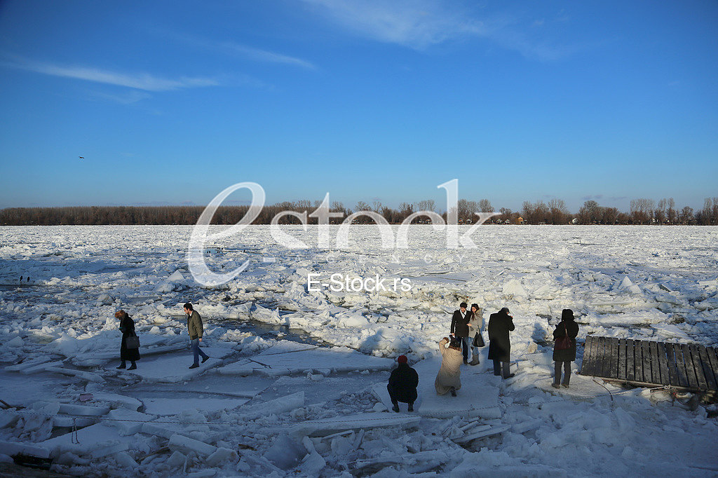Ice floes on the Danube in Zemun near Belgrade