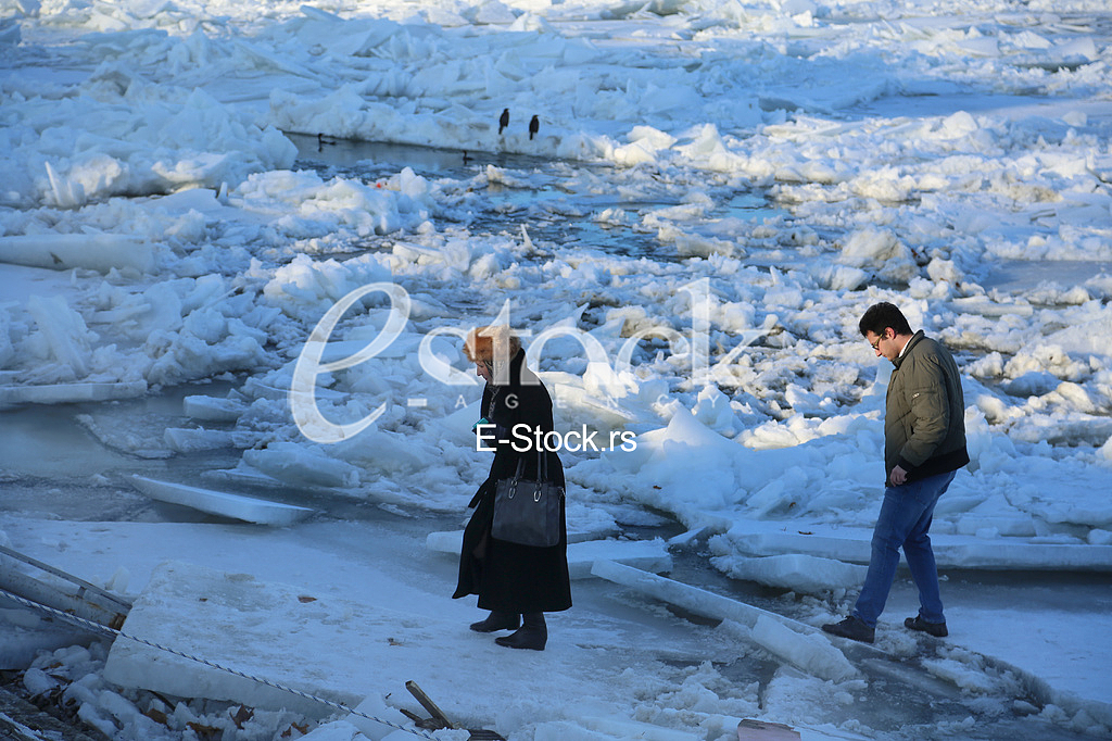 Ice floes on the Danube in Zemun near Belgrade