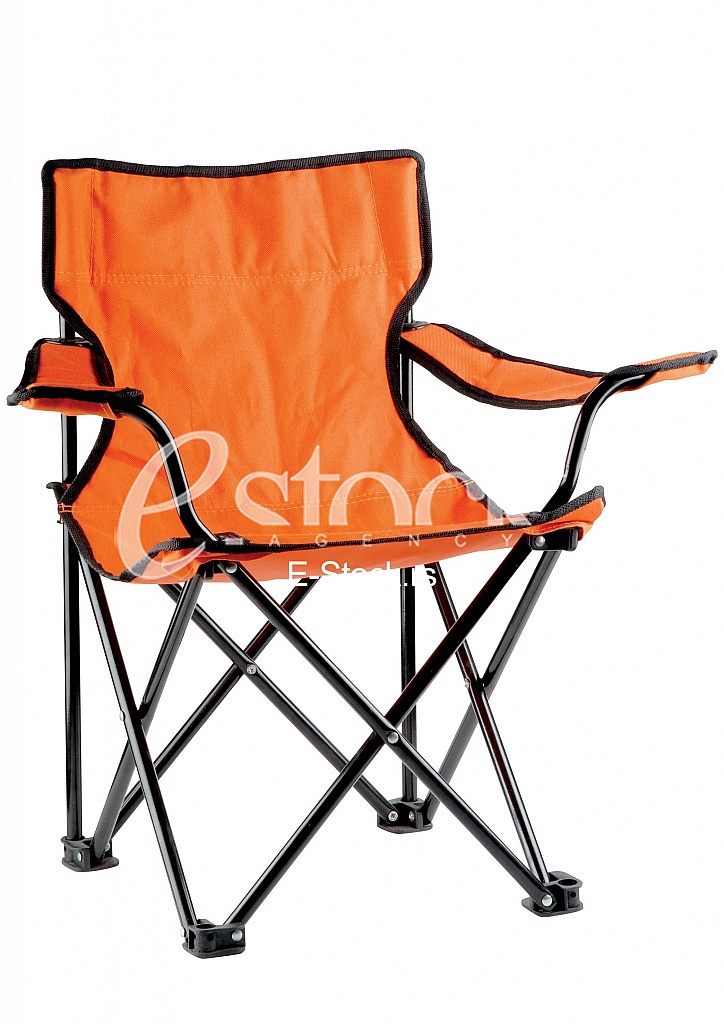 Orange folding chair for camping