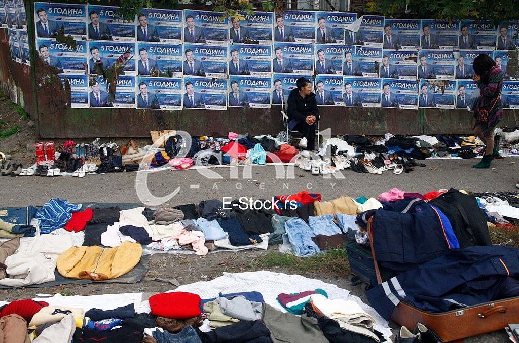 The flea market, open market, street Prvomajska, Zemun, illegal flea market, selling all kinds of things, old things, used thing
