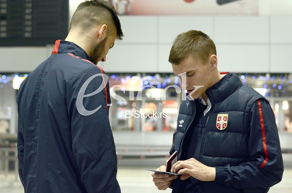  Serbia national football team at the airport traveling to the USA