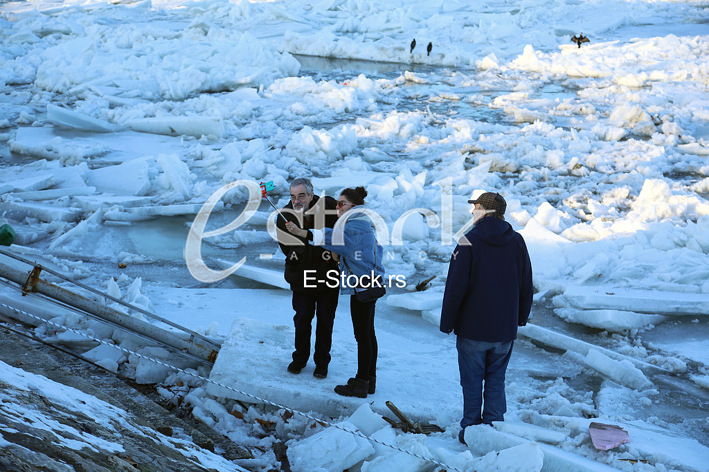Ice floes on the Danube in Zemun near Belgrade