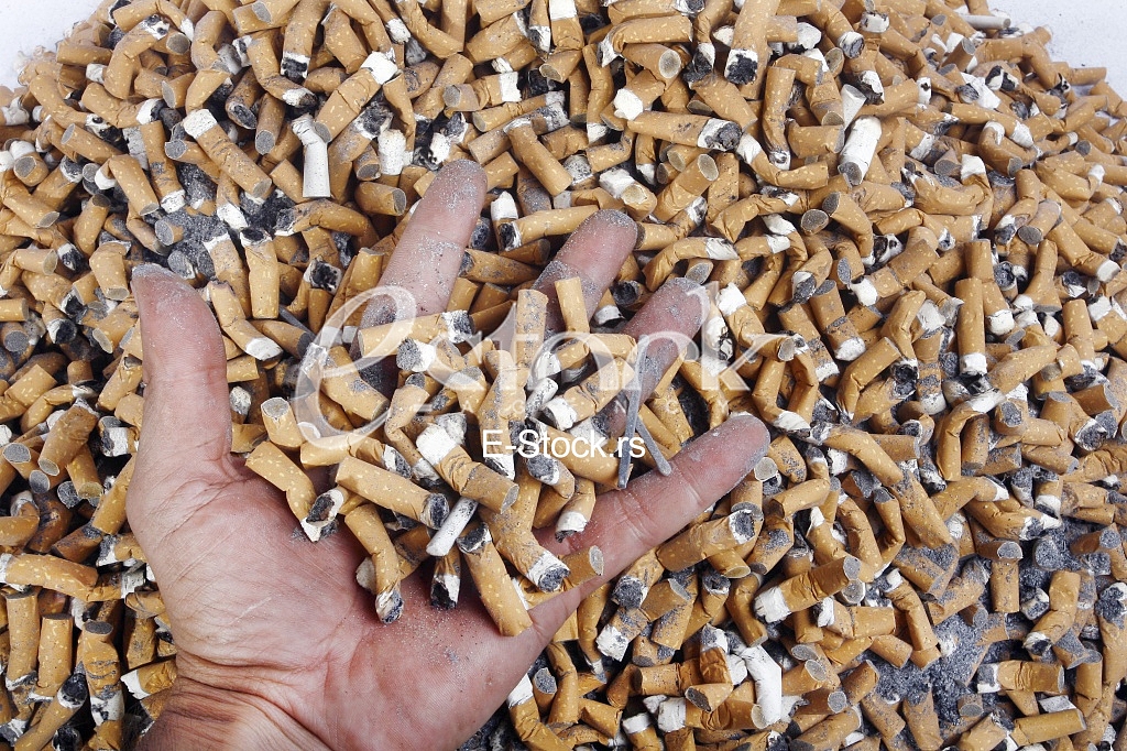 Many smoked cigarette in the crowd of