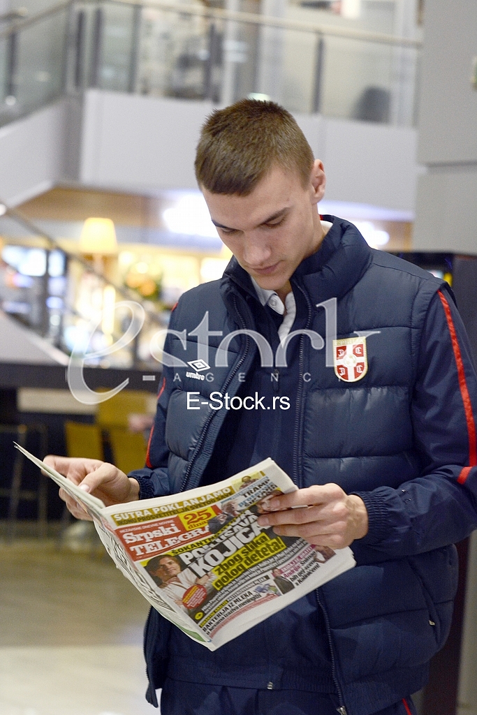  Serbia national football team at the airport traveling to the USA