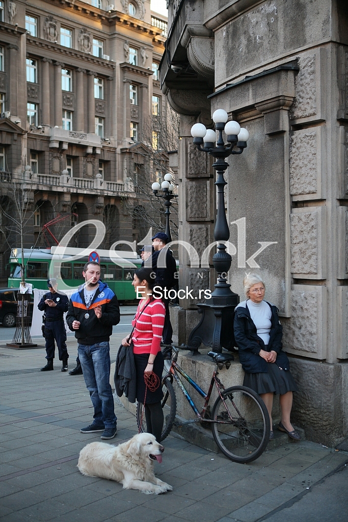 Protest of Serbs from Gracanica behalf of the Government of Serbia because of unpaid fees due to job loss.In front of the Government of Serbia