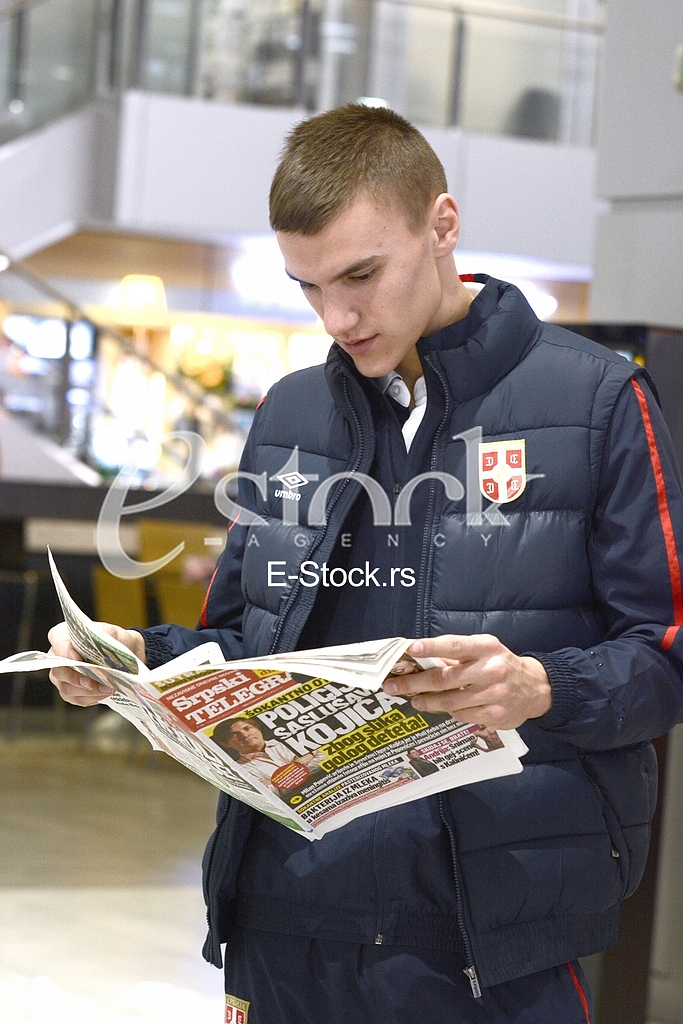  Serbia national football team at the airport traveling to the USA