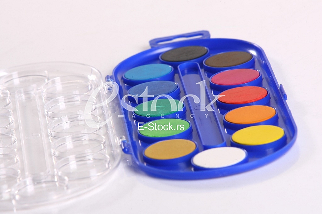 Set of watercolor paints, isolated on white.