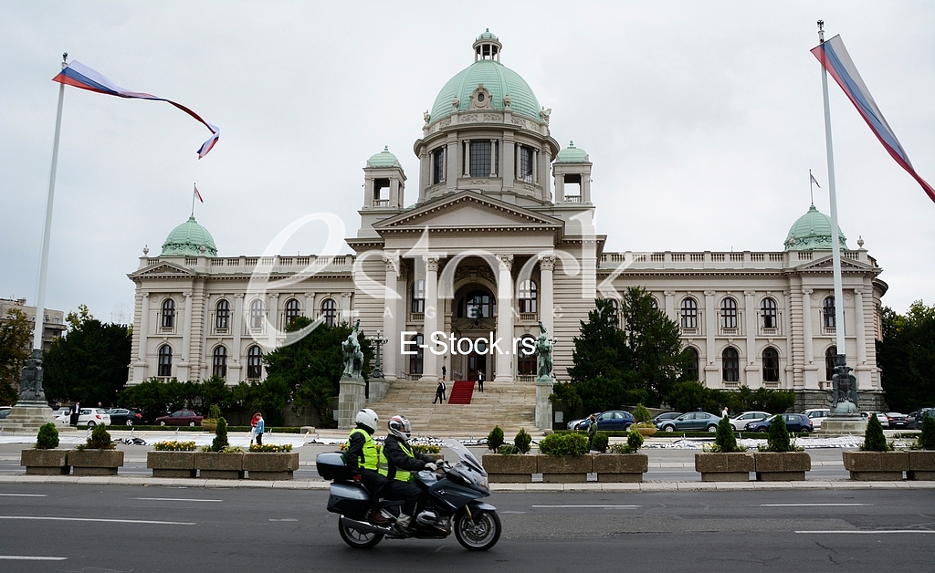 Destroyed banners in front of the Federal Parliament