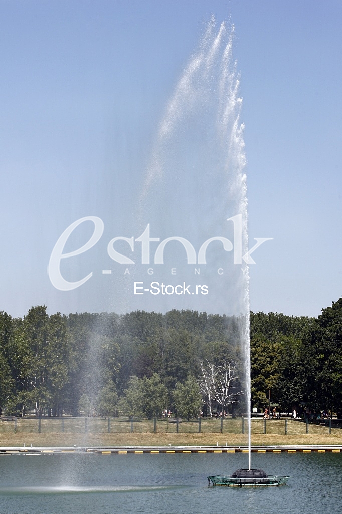 water fountain with blue sky