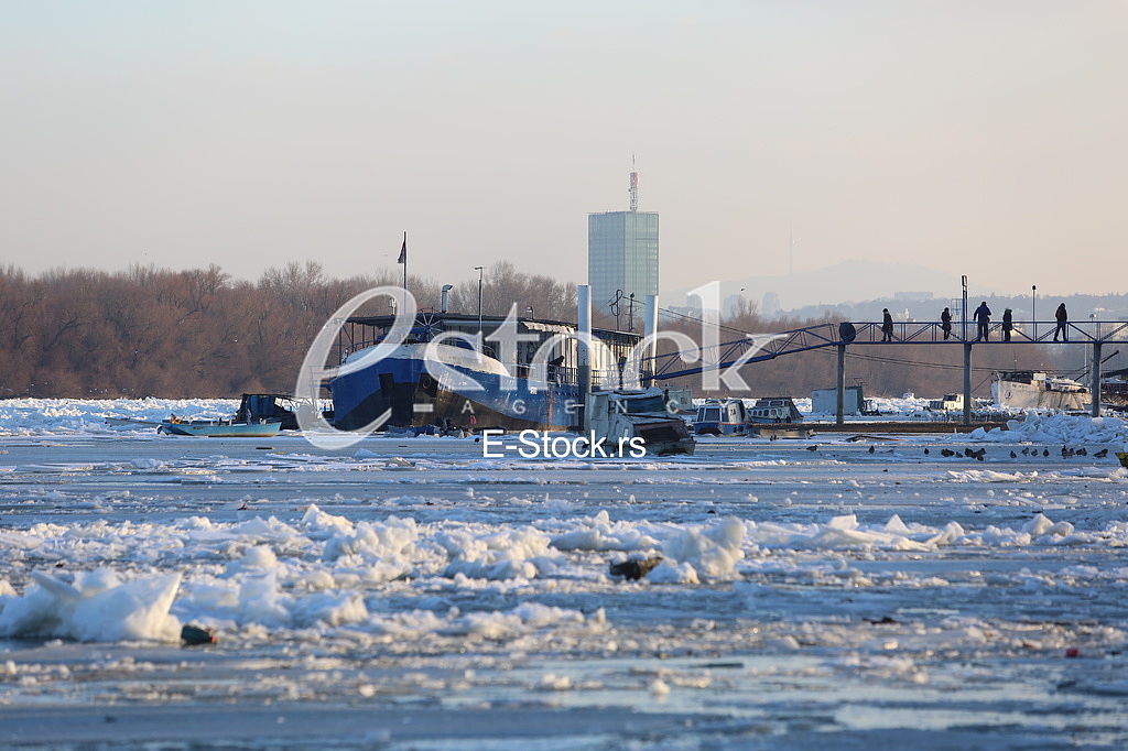 Ice floes on the Danube in Zemun near Belgrade