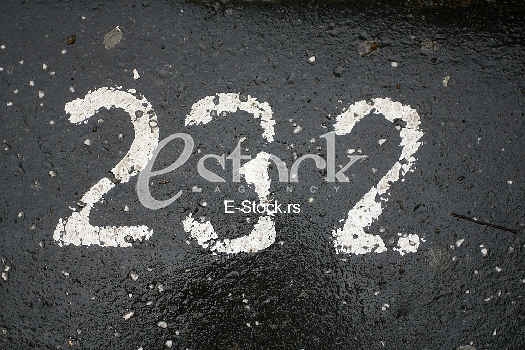 parking number painted in white on asphalt 232