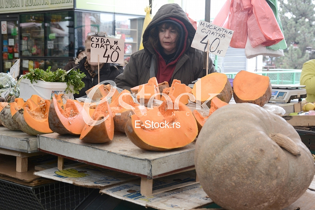 Selling food in the market.