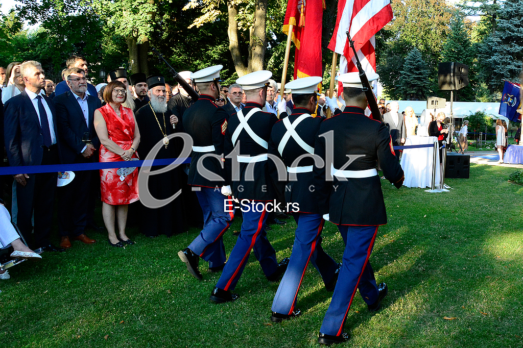 US ambassador Kyle Scott with his  guests to the celebration of Independence Day In the American residence