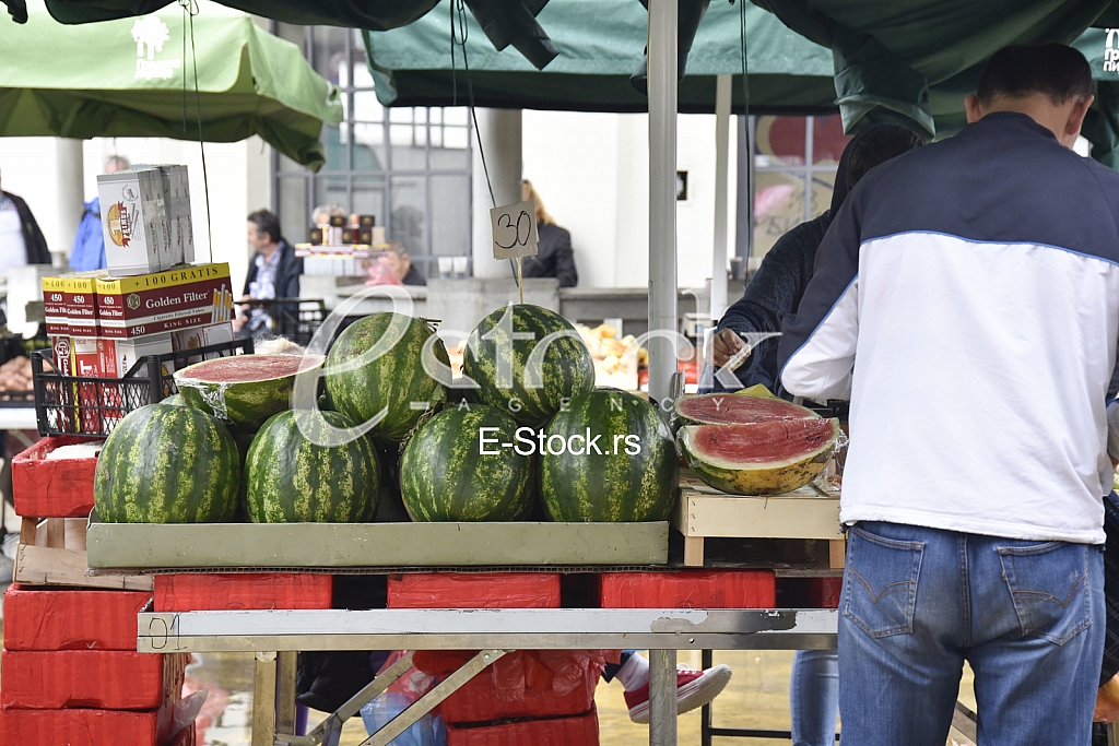 Watermelon on the market.



