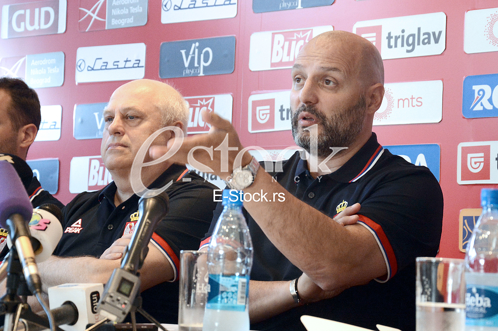 Aleksandar Djordjevic selector and coach of basketball team of Serbia at a press conference at the Basketball Federation of Serbia, Belgrade