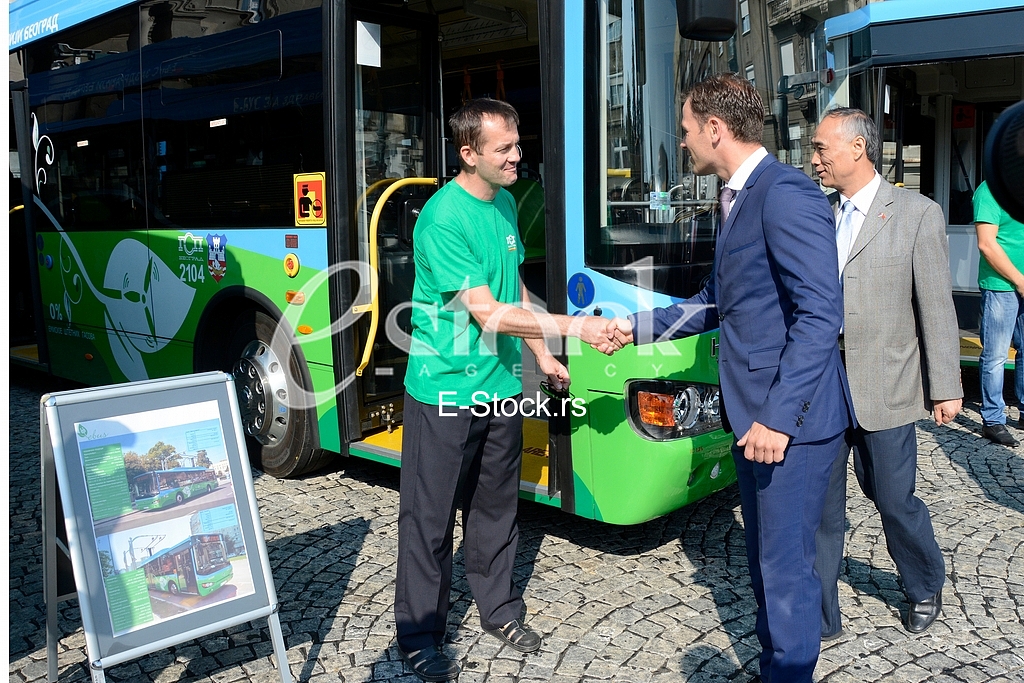 Presentation of city electro buses, major Sinisa Mali and Chinese Ambassador