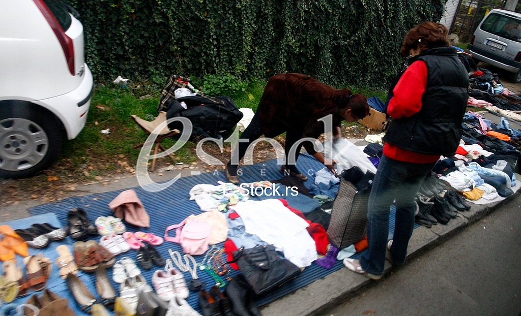 The flea market, open market, street Prvomajska, Zemun, illegal flea market, selling all kinds of things, old things, used thing