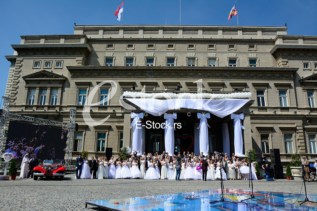 group wedding in front of City Assembly