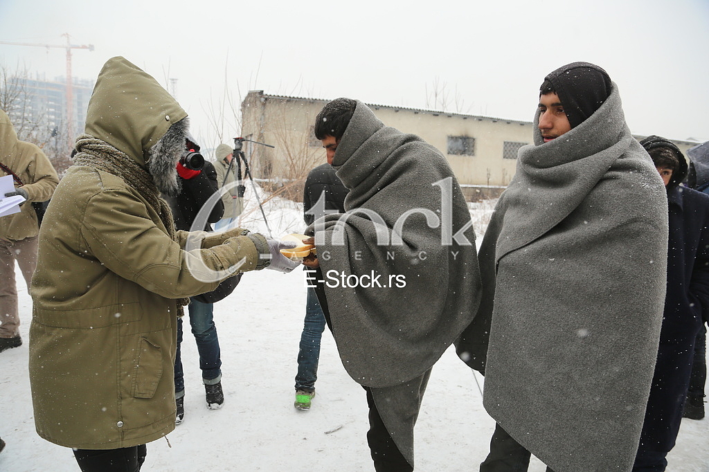Migrants in Belgrade during winter