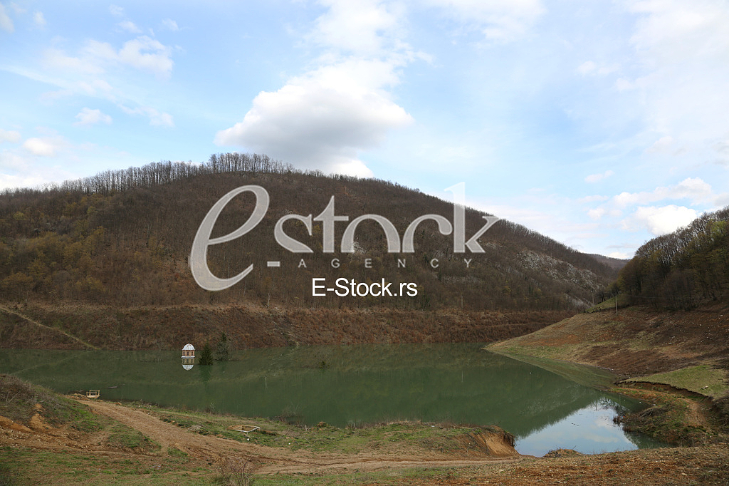 The flooding Monastery Valjevska Gracanica in lake