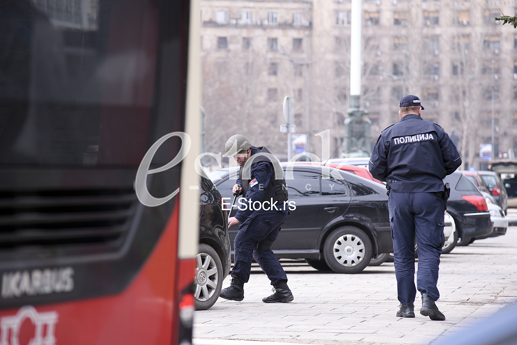 Bomb in front of the assembly.