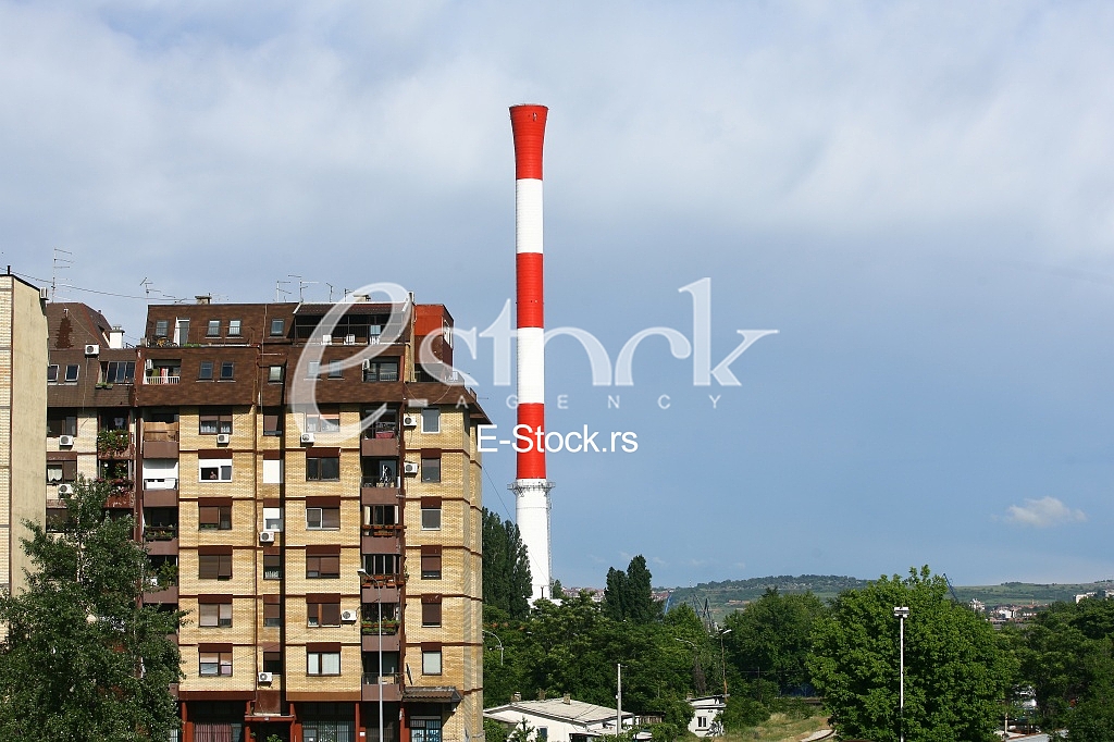 the pipes of heat station in the summer