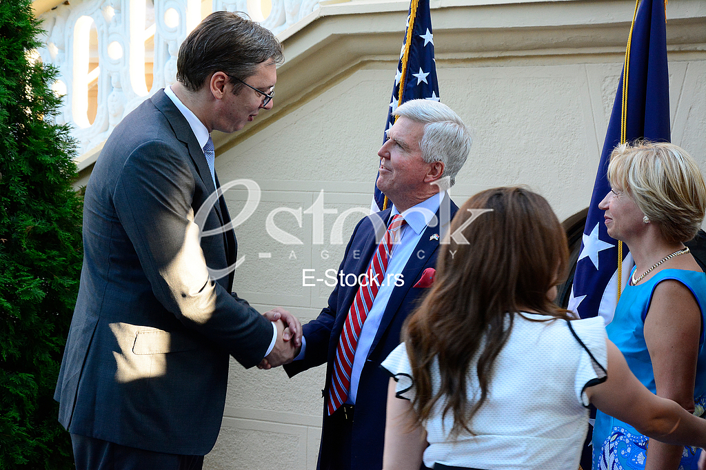 US ambassador Kyle Scott with his  guests to the celebration of Independence Day In the American residence