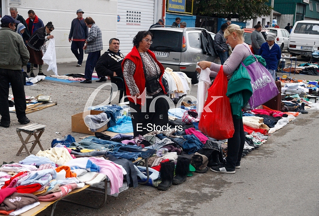 The flea market, open market, street Prvomajska, Zemun, illegal flea market, selling all kinds of things, old things, used thing