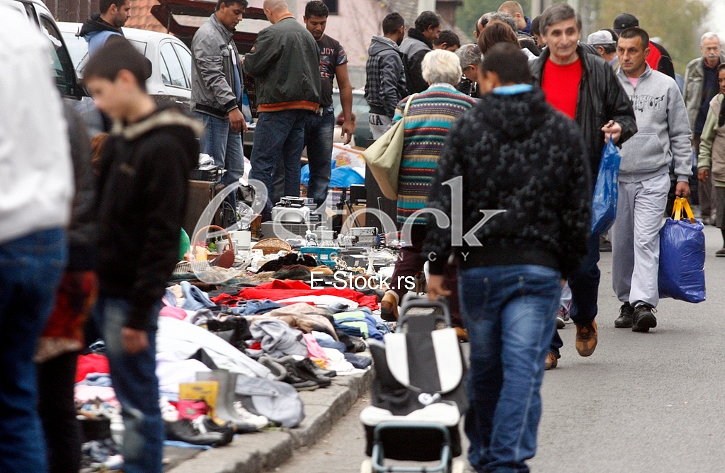 The flea market, open market, street Prvomajska, Zemun, illegal flea market, selling all kinds of things, old things, used thing