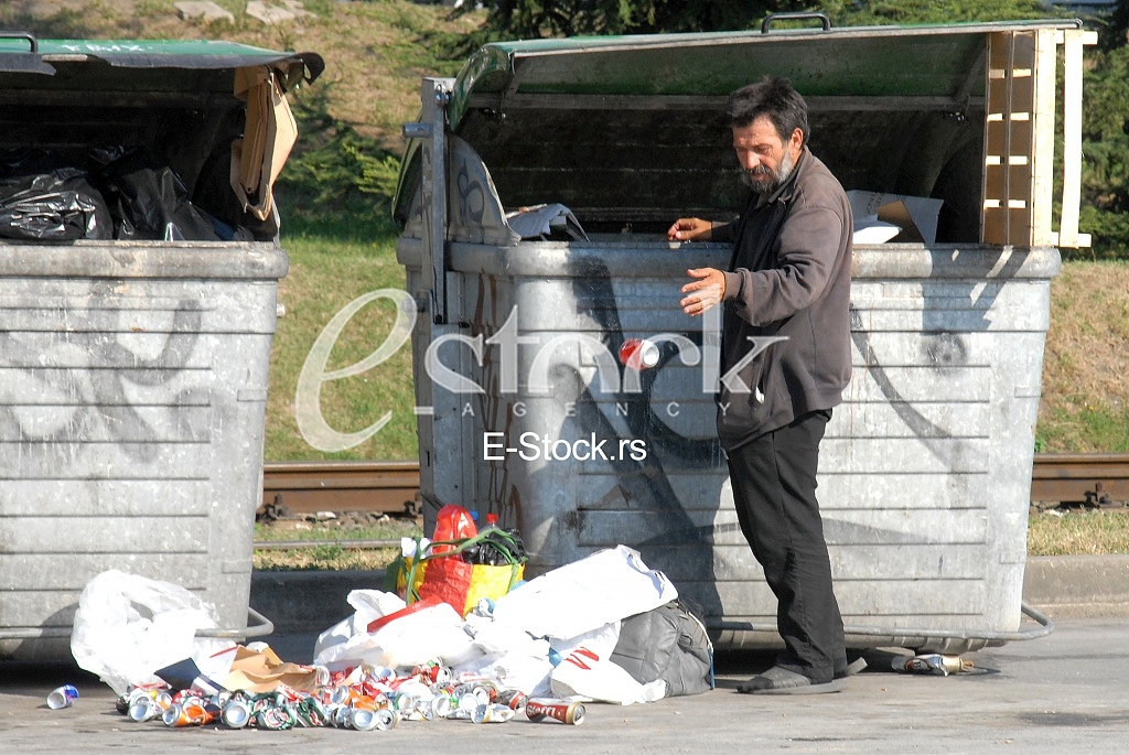 A man collects recyclable materials 