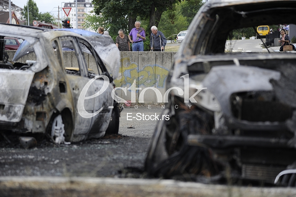 Burned cars
