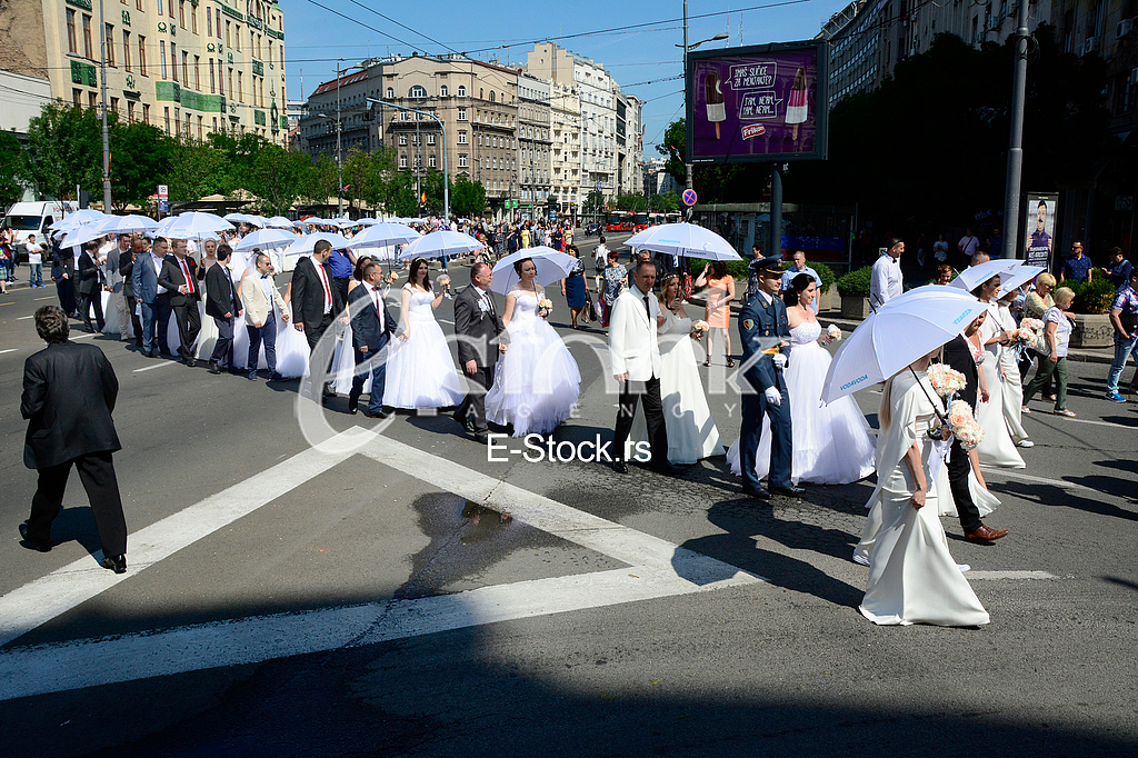 group wedding in front of City Assembly