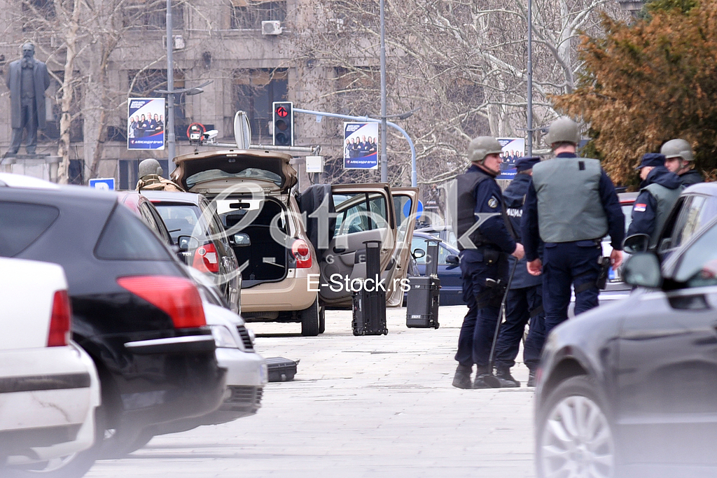 Bomb in front of the assembly.