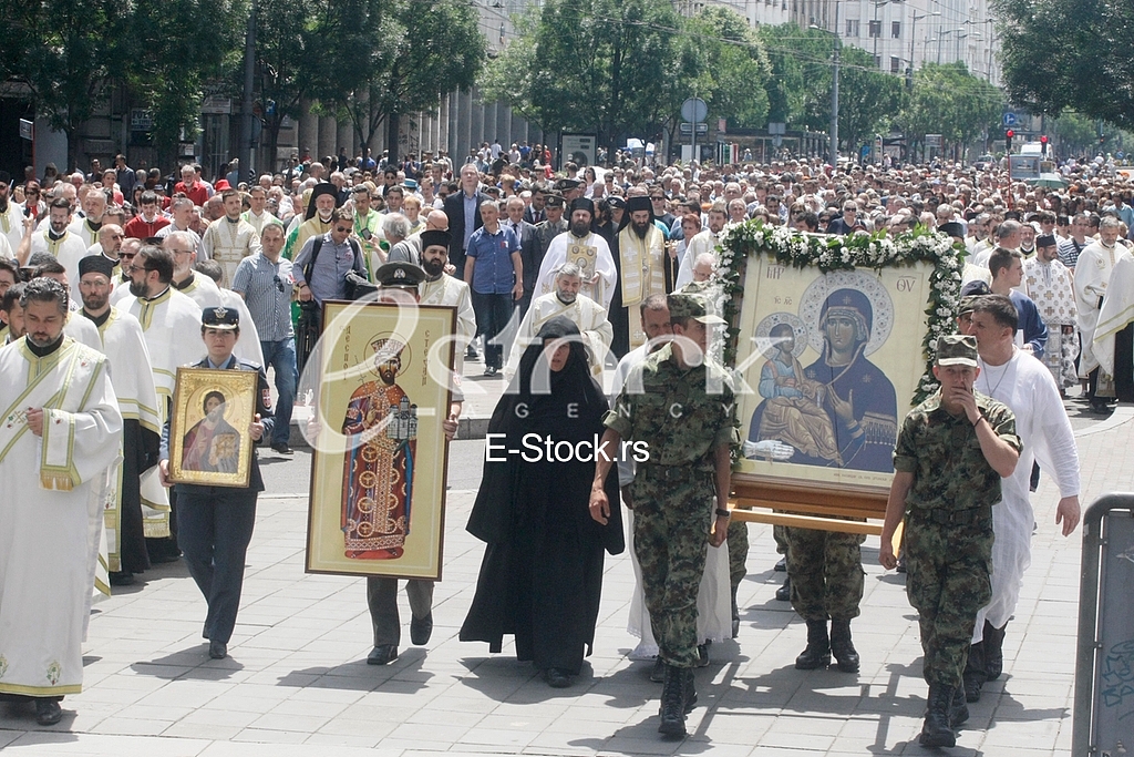 Ortodox church procession Belgrade Spasovdan