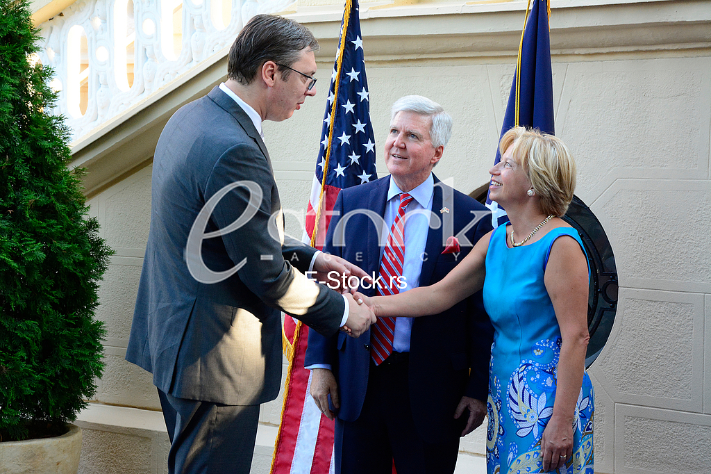 US ambassador Kyle Scott with his  guests to the celebration of Independence Day In the American residence