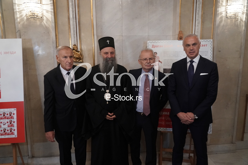 Dragan Dzajic, patrijarh Porfirije, Svetozar Mijailovic i Zvezdan Terzic