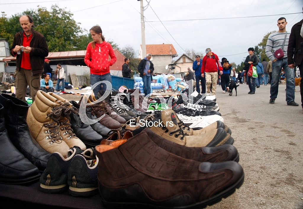 The flea market, open market, street Prvomajska, Zemun, illegal flea market, selling all kinds of things, old things, used thing