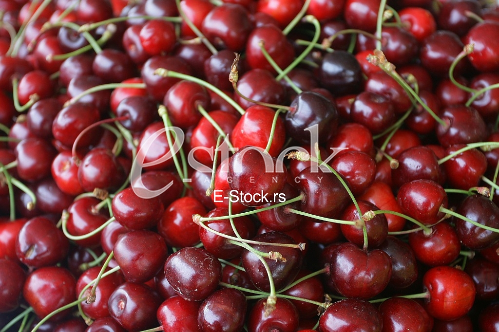 fresh cherries natural cherry to background on the street market